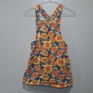 Cynthia Rowley Kids Sunflower Pinafore Jumper Dress Navy Blue Floral Size 7